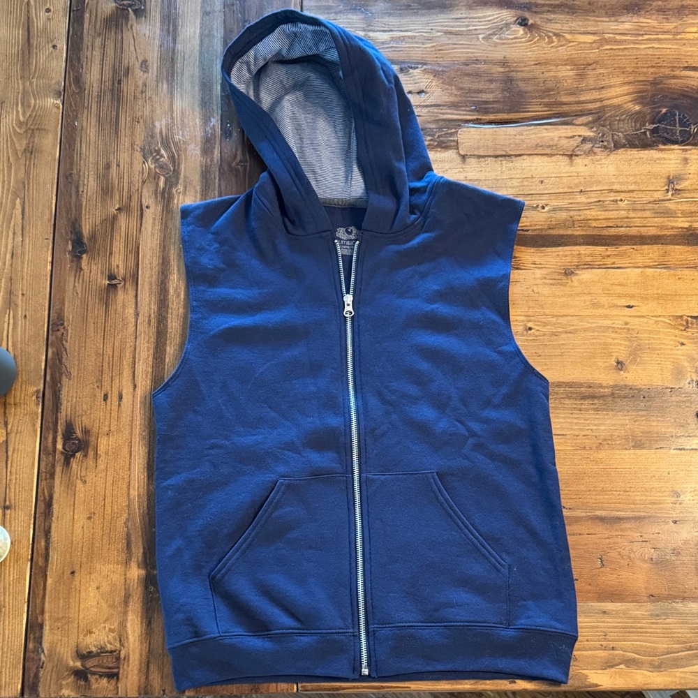 Youth Fruit of the Loom Navy Blue Sleeveless Hoodie Vest (size 14/16)